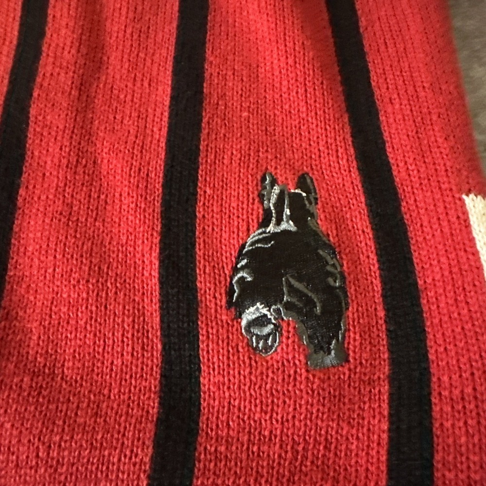 Vtg 90s Christopher Banks Scottish Terrier Cardigan Med Red Black HandEmbroiderd - Picture 14 of 16